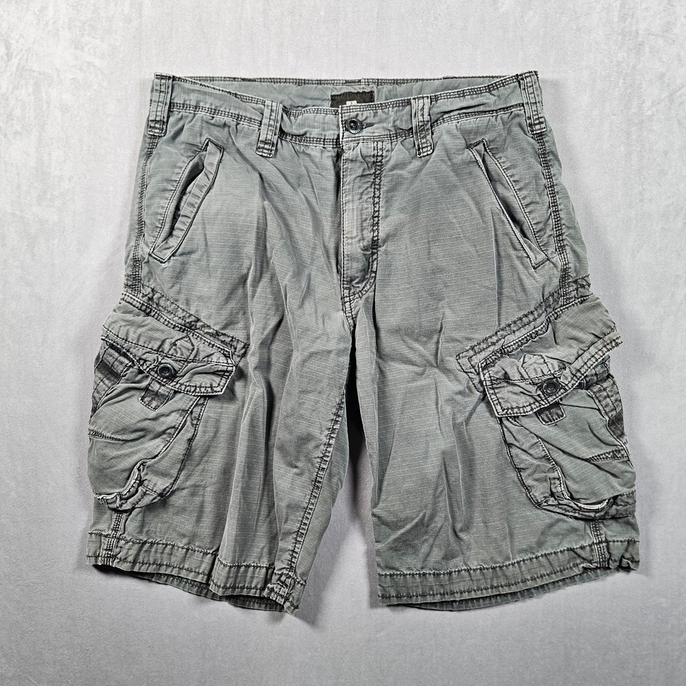 Jetlag Cargo Shorts Mens 34 Gray Ripstop Utility Military Army Baggy Y2K